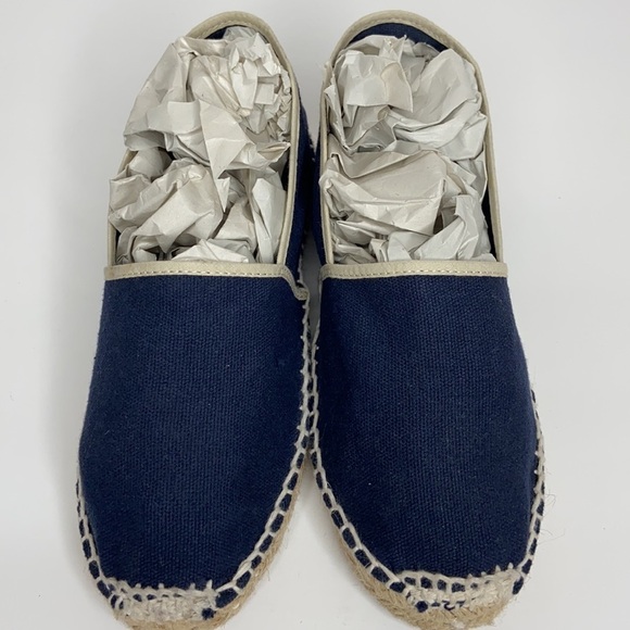 Toni Pons Blue Canvas Espadrilles Tan Trim Slip-On - Picture 12 of 16
